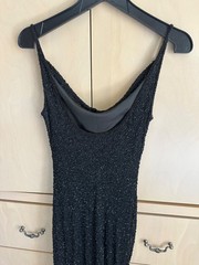 Vintage Stenay 100% Silk Fully Beaded Black Maxi Dress Size 6 Evening Gown 36″ c