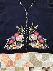 Vintage 1996 Susan Bristol Hand Embroidered Short Sleeve Button Down Blouse