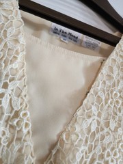 Vintage 1980s In The Mood Lemon Yellow Pleated Lace Dress Size 10