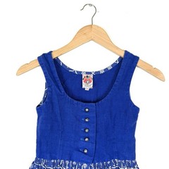 Vtg Original Lanz of Salzberg Wien Innsbruck Austria novelty dress blue SZ 9/10