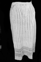 Antique Edwardian French White Hand Crochet Cotton Petticoat Size Med 34″ Waist