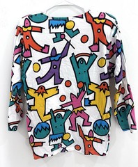 Vintage Retro Outlander Abstract Herring Like Mid – Long Sleeve Colorful Shirt S
