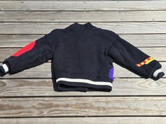 🖤Vintage 90s Abstract Geometric Sweater Jacket Black Colorblock Memphis Design