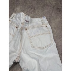 Red Snap White Denim Flared Jeans Contrast Stitch Workwear Size 26×29 Y2K 90s