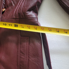 Long Lined Leather Vintage Coat by Winners Circle Fashions, Women’s Small Belted