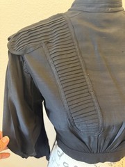 Antique Victorian Mourning Bodice Black Pintucked Blouse c.1890–1905 Edwardian