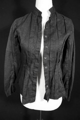 Antique French Edwardian Black Cotton Blouse Size Small Excellent Condition