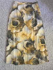 Simon Chang VTG Abstract Watercolour Large Floral Print Midi Maxi Skirt 10 boho