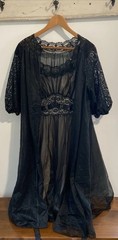 Vintage Vanity Fair Peignoir Nightgown Robe Set Black Sz 36 *As-Is Please Read*