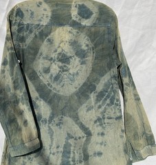Hand Dyed Cotton Pesant Shirt Indigo And Onion Skin Shibori