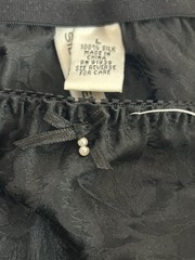 Vintage Silkscreen Black Silk Bikini Panties Bow 7 Large Lace