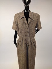 VINTAGE DESIGNER FENDI TWO TONE BUTTER SOFT LINEN TWEED DRESS – MADE IN ITALY