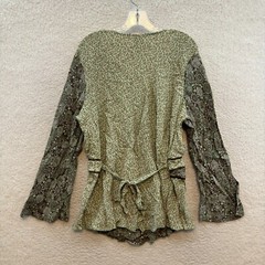 Y2K Vintage Top Blouse 18 20 Green Ditsy Floral Boho Fairy Grunge Cottagecore