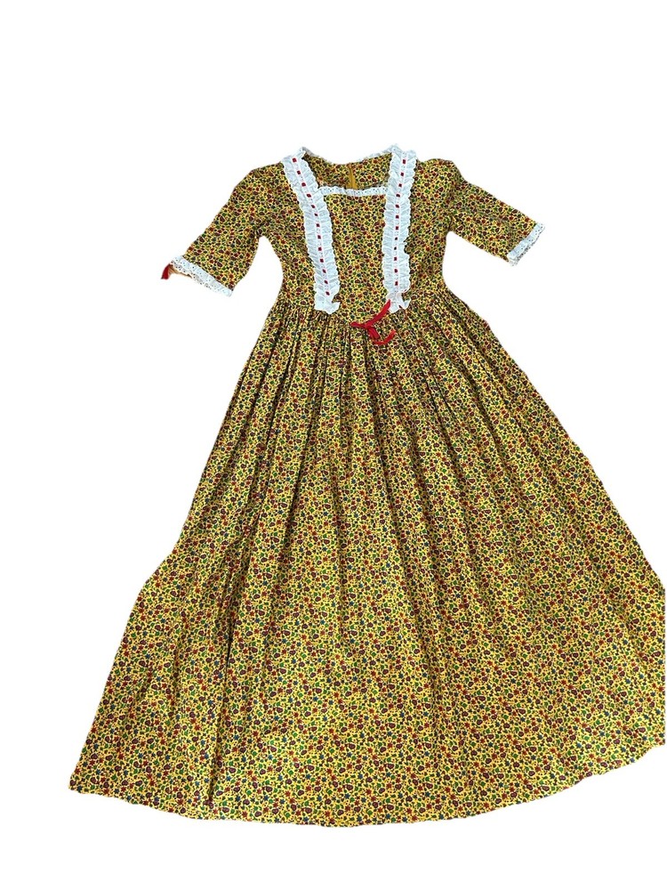 Vintage 70s Prairie Pioneer Teen Or Women’s XS Maxi Dress Cottagecore + Bonnet!
