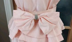 Vintage 80s Skirt Set Pretty In Pink Peplum Belt Bow Puff Sleeve Pantagis Sz 12P