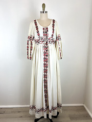 Rare Vintage Beverly Paige 60s 70s Bohemian Maxi Dress Tag 10 Peasant Groovy
