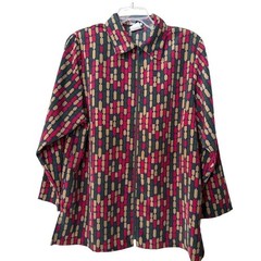 BonWorth Vintage Geometric Print Zip Front Shirt Jacket Women Size Medium