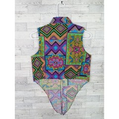 Vintage 80s 90s Miss Kitty Southwestern Aztec Print Tie Up Vest Top Western Sz M
