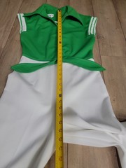 VTG’70s Melissa Lane Green White Nautical Wide Leg Jumpsuit Retro Mod Disco