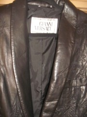 VERSACE Blazer Jacket, Leather, Embroidered, Vintage, US Size 12/Medium
