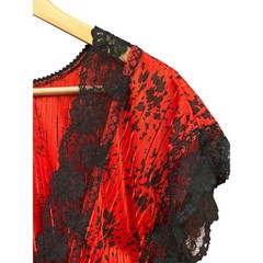 Vintage Stroke of Midnight Lace Trim Top Gothic Romance Whimsigoth Coquette