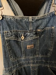VINTAGE~OLD NAVY ~Carpenter Blue Cotton Denim Bib Overalls~Wide Leg~FARM CORE~XL