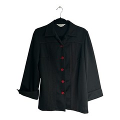 Vtg 70’s JC Penney Fashions Blazer Top Button Up Jacket Black Red Womens 16 1/2