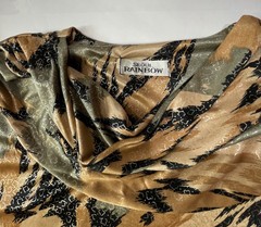 VTG 70s Disco Top Metallic Women’s SZ M Multicolor Gold Abstract Animal Print