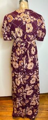 EUC!!VTG 70’S BYER CA BOHO HIPPY BURGUNDY&TAN FLORAL EMPIRE WAIST MAXI DRESS*M