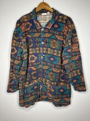 Vintage Chico’s Design 90s One Size Southwestern Aztec Fleece Jacket Top