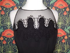 Vintage 90’s Y2K Black Beaded Mesh Goth Hoco Prom Grunge Dress