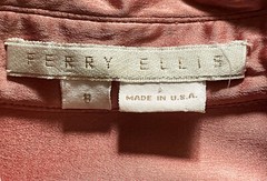 PERRY ELLIS Ruffle Blouse Stretch Silk Charmeuse Button Dusty Rose Sz 8 Vintage
