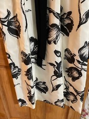 vintage 1960s formal long gown, ILGWU, black and white, no size tag, sleeveless
