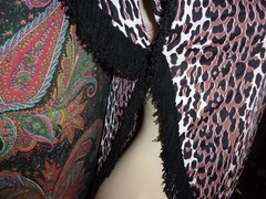 Vintage 60-70s FARIS “TREASURE” From California Leopard Print Nylon Fringe Top M