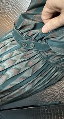 Nancy Greer Vintage Pleated Flame Stitch Print Green Brown Dress Size 16