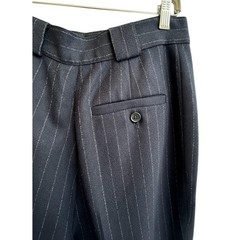 VTG Giorgio Sant’Angelo 100% Wool Pinstripe Trousers Navy Blue 70s Academia sz 6