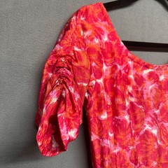Vtg Handmade Suzy Perette Advance 7942 Floral Ruffle Hem Party Dress Pink