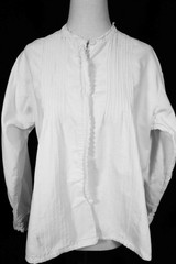 French Antique Edwardian-1920’s White Cotton Blouse Size Large Good Condition