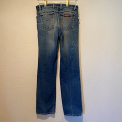 Vintage Sasson Jeans 1980s High Waisted Denim Blue Distressed 42” Long
