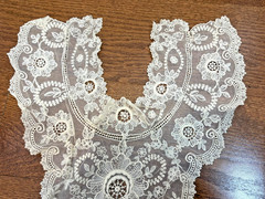 Rare & Beautiful Handmade Brussels Point de Gaze Bridal Cap 1870s Unused