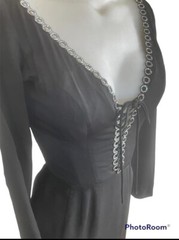 Vintage Bombshell Ceil Chapman Dress Black Corset Lace Up Rhinestone Wiggle 50s