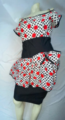 VTG 80S 90S WOMENS POLKA DOT LOUD RETRO NEW WAVE WIGGLE DRESS
