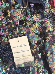 Creative Creations Vintage 100% Silk Hand Beaded Sequin Maxi Dress Blue Multi M