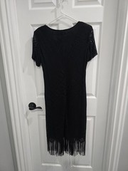 VTG Helene Blake Black Fringed Hem Flapper Dress Size 10 Romantic Feminine EUC