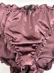 Glossy Butter Second Skin Satin Bikini Panties Sissy Wet Look Silky Ruffles M/L