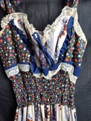 1970’s Da AlCa Lacey Ruffled Floral Cottagecore Dress Size 9-10