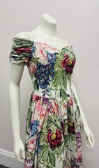 Vintage VS Moda International Off Shoulder Floral Midi Laura Dress Sz 8