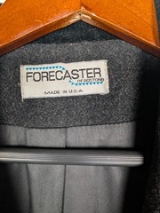 VTG Forecaster of Boston Ladies Gray Long Coat Black Velvet Collar Sz 14