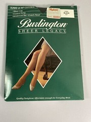 Burlington Sheer Legacy Long Black T47 Pantyhose New In Package