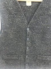 VTG Weathered by Natural Threads Vest Size M Gray Textured Sleeveless Button Up